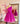 Vestido Tul Corte Hombro Magenta